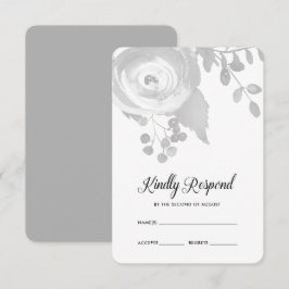 Elegante Boda Floral Gris RSVP