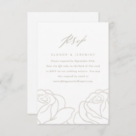 Elegante Boda Floral Gris RSVP con código QR