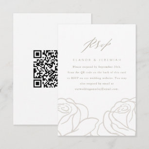 Elegante Boda Floral Gris RSVP con código QR