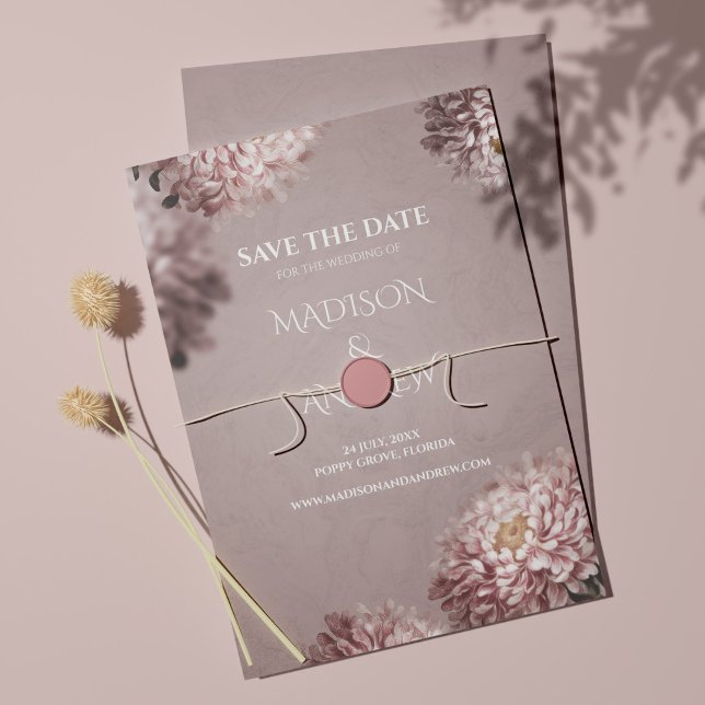 Elegante boda floral Guardar la carta de fecha (Subido por el creador)