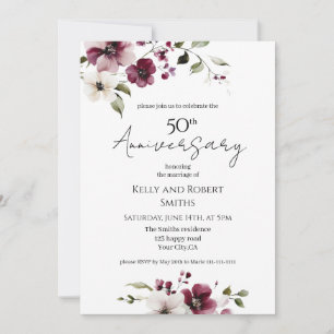 Elegante Boda floral invitación al aniversario