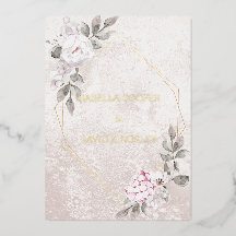 Elegante Boda floral | Invitación al Relieve metal