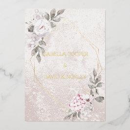 Elegante Boda floral | Invitación al Relieve metal