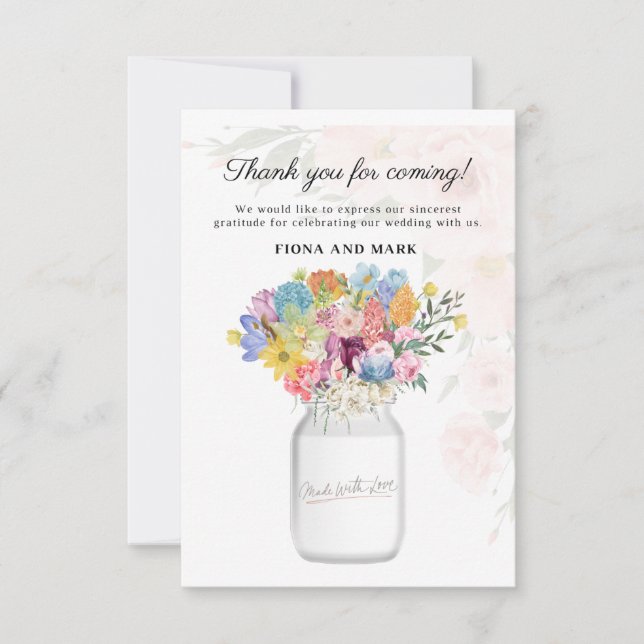 Elegante Boda floral Mensaje de agradecimiento (Anverso)