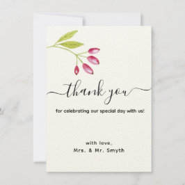 Elegante Boda floral moderno Tarjeta de agradecimi