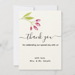 Elegante Boda floral moderno Tarjeta de agradecimi