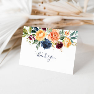 Elegante Boda floral plegado - Tarjeta de agradeci