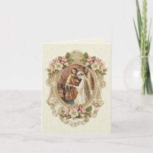 Elegante Boda Floral Religiosa Gracias Tarjeta