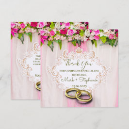 Elegante Boda floral rosa brillante tarjeta de agr