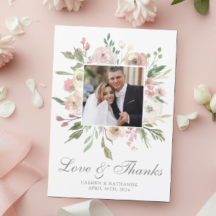 Elegante Boda Floral Rosa Foto Gracias Magnet