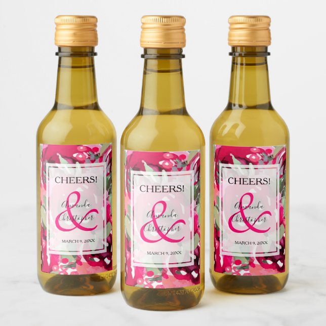 Elegante Boda floral rosa Mini (Botellas)