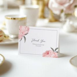 Elegante Boda Floral Rosa Peony Gracias Tarjeta