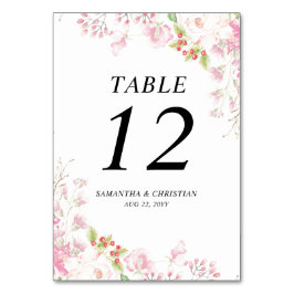 Elegante Boda Floral Rosa Tarjeta número de tabla