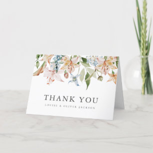 Elegante Boda floral Tarjeta de agradecimiento