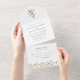 Elegante Boda floral todo en una sola invitación