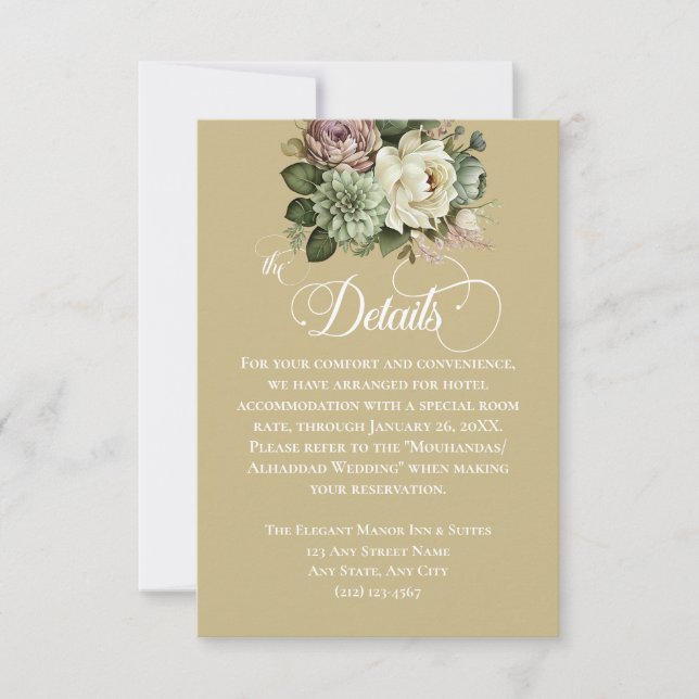 Elegante Boda floral verde y blanco (Anverso)