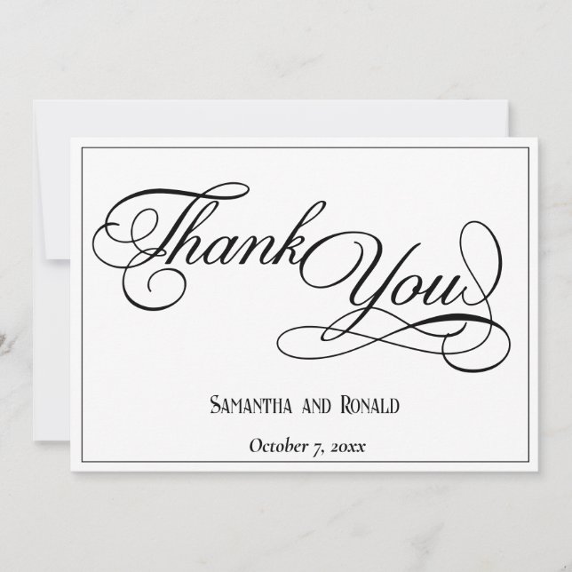 Elegante Boda formal blanco - Tarjeta de agradecim (Anverso)