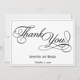 Elegante Boda formal blanco - Tarjeta de agradecim