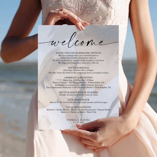 Elegante Boda fotográfico Carta de bienvenida Itin (Subido por el creador)