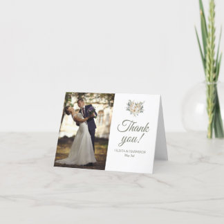 Elegante Boda fotográfico Tarjeta de agradecimient