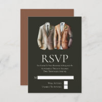 Elegante Boda gay, dos novios en una tarjeta RSVP