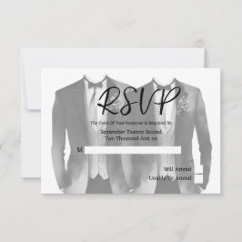 Elegante Boda gay, dos novios en una tarjeta RSVP