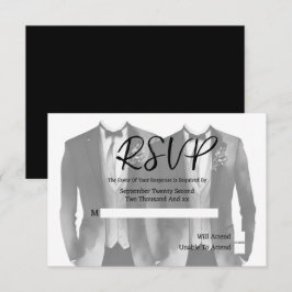 Elegante Boda gay, dos novios en una tarjeta RSVP