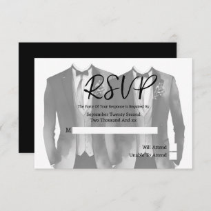 Elegante Boda gay, dos novios en una tarjeta RSVP