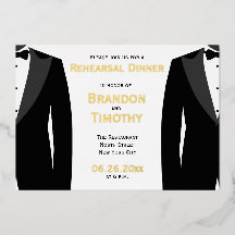 Elegante Boda gay ensayar tarjeta de Relieve metal