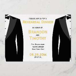 Elegante Boda gay ensayar tarjeta de Relieve metal