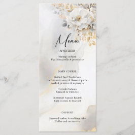 Elegante Boda Gold Gray Gold Floral MENU