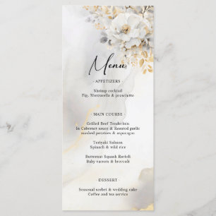 Elegante Boda Gold Gray Gold Floral MENU