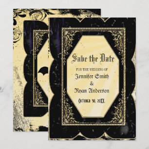 Elegante boda gótica salva la cita Invitación