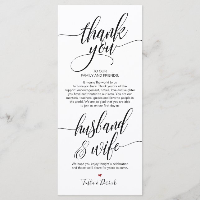 Elegante Boda Gracias Colocar Tarjeta (Anverso)