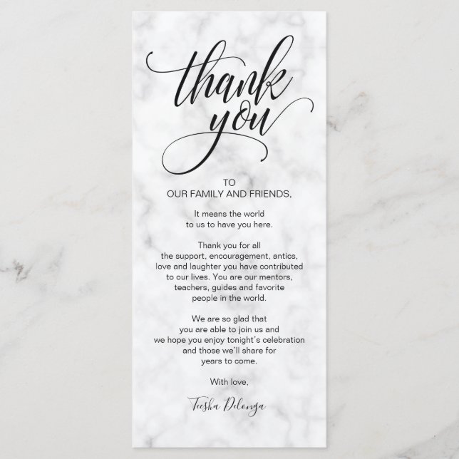 Elegante Boda Gracias Colocar Tarjeta (Anverso)