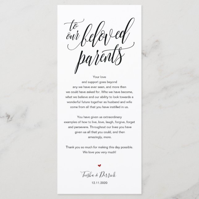 Elegante Boda Gracias Colocar Tarjeta (Anverso)