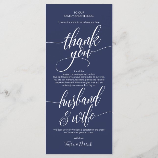 Elegante Boda Gracias Colocar Tarjeta (Anverso)