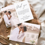 Elegante Boda Gracias Invitación Fotográfica<br><div class="desc">Boda minimalista Gracias Cartas que tienen una foto en la parte delantera y trasera. Las tarjetas de agradecimiento contienen una moderna tipografía de escritura cursiva con letras a mano que son elegantes,  simples y modernas para usar después de la celebración del día de la boda.</div>