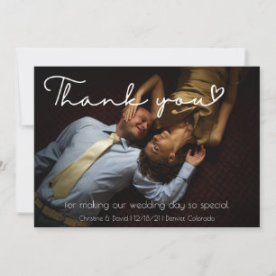 Elegante Boda Gracias tarjeta con foto