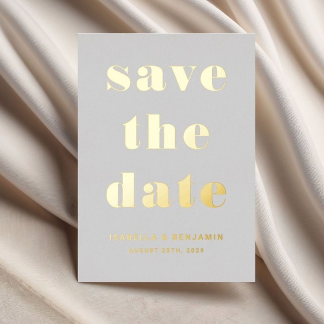Elegante Boda Gris De Oro Guardar La Tarjeta De Fe (Elegant Gray Gold Wedding Save The Date Card)
