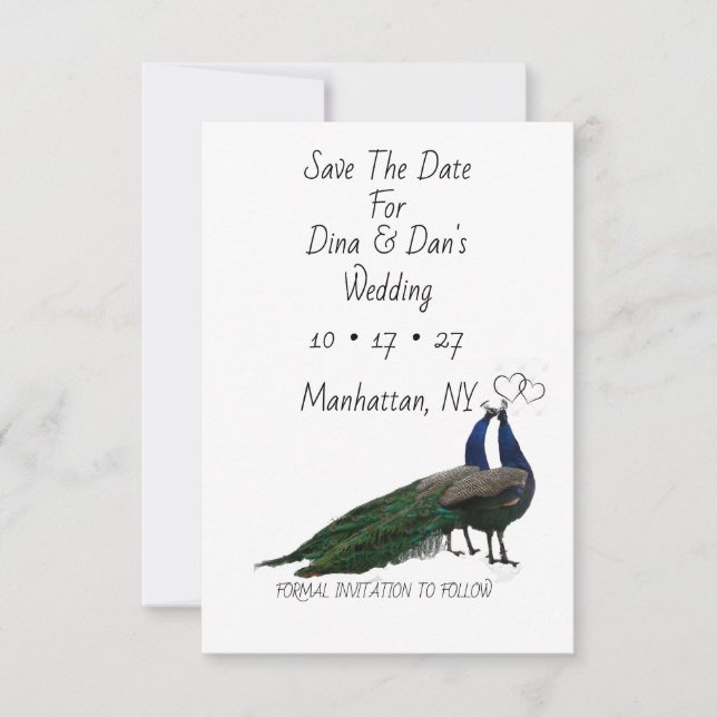 Elegante Boda Guardar la tarjeta de fecha (Anverso)