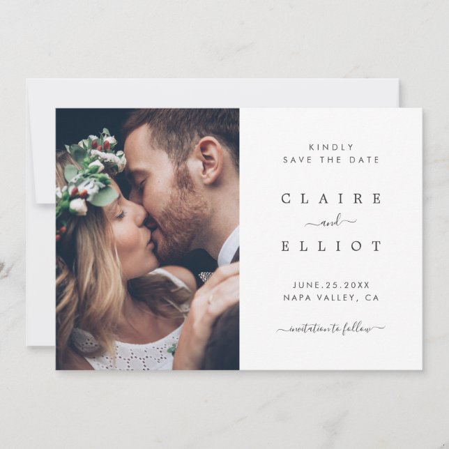 Elegante Boda Guardar la tarjeta fotográfica de fe (Anverso)