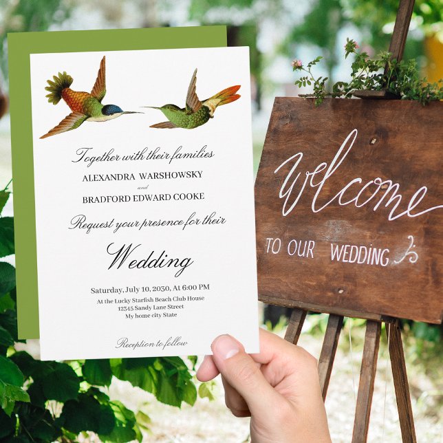 Elegante Boda Hummingbird invitación a la boda Grn (Subido por el creador)