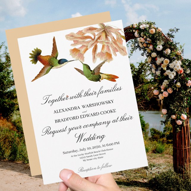 Elegante Boda Hummingbird Lily Watercolor (Subido por el creador)