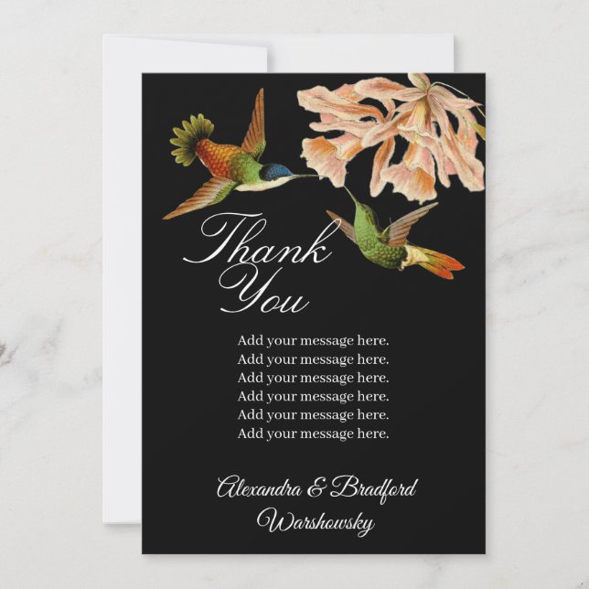 Elegante Boda Hummingbird Rubor Lirio Rosa Negro (Anverso)
