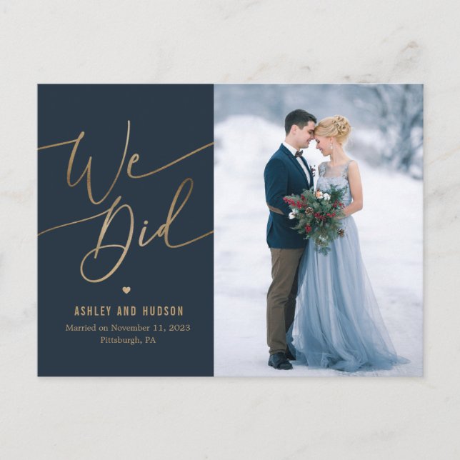 Elegante Boda  Invitación Elopement (Anverso)