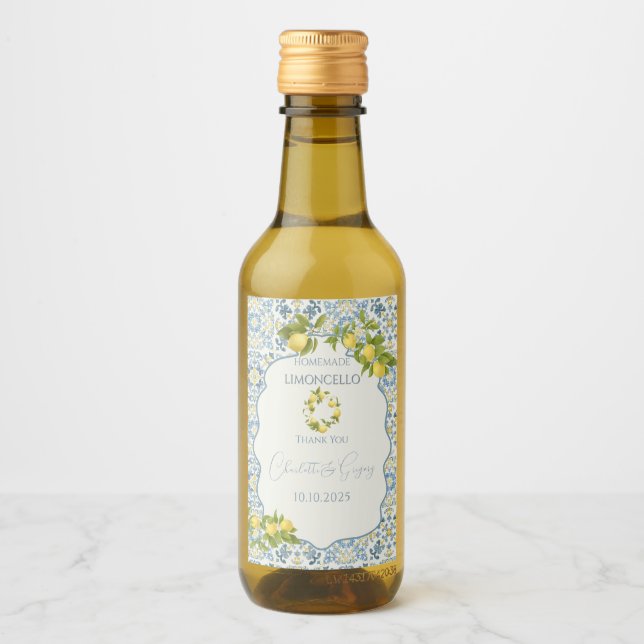 Elegante Boda italiano de limón azul en mosaico (Anverso)