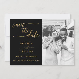 Elegante Boda Mínima De Oro Guardar La Invitación
