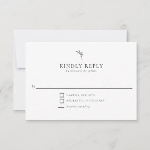 Elegante Boda Mínimo Monograma RSVP Amablemente Re