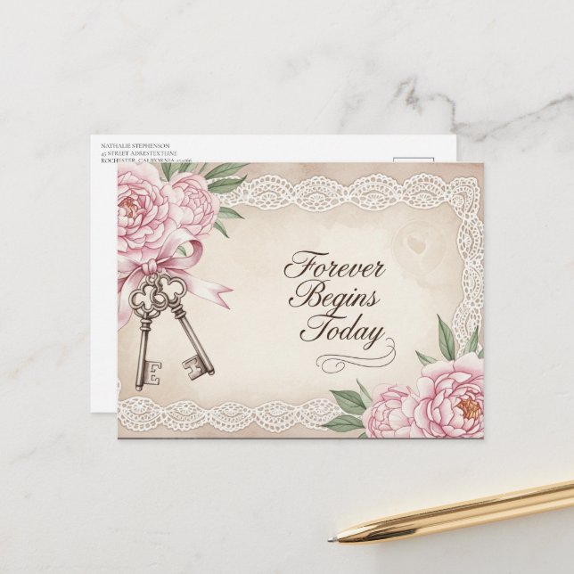 Elegante boda moderna Guardar la postal de la fech (Anverso/Reverso In Situ)